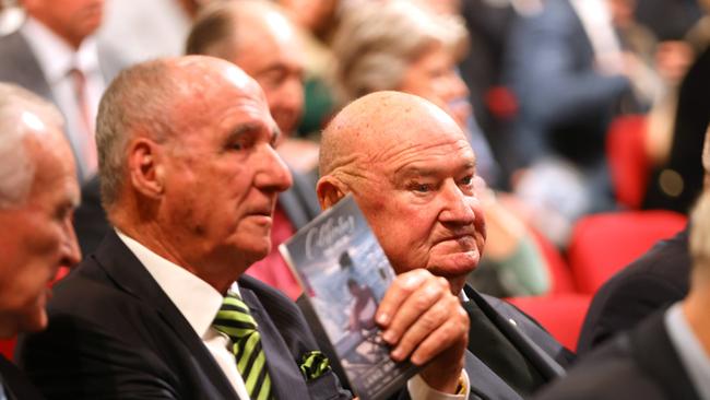 Businessman Lindsay Fox pictured at the memorial service for Lang Walker AO at the Sydney Town Hall. Picture: NCA NewsWire / Damian Shaw