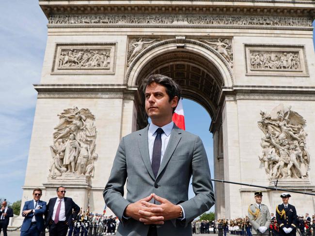 France's Prime Minister Gabriel Attal at the Arc de Triomphe in Paris. Picture: Ludovic Marin/AFP