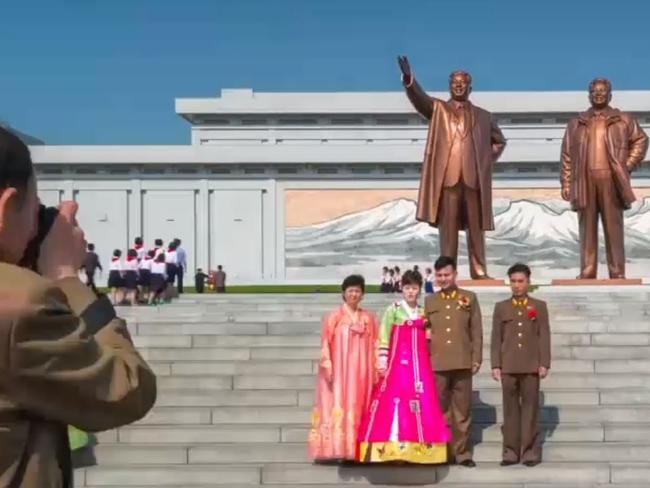 Filmmakers were unable to crop out images of North Korea’s leaders. Picture: Rob Whitworth and JT Singh/National Geographic