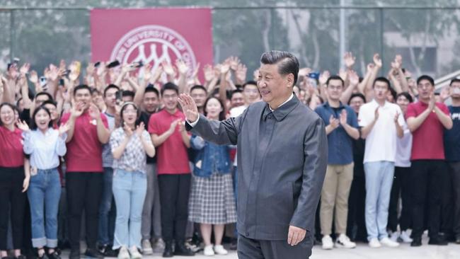 Xi Jinping visits the Renmin University campus in Beijing on Monday. Picture: Xinhua