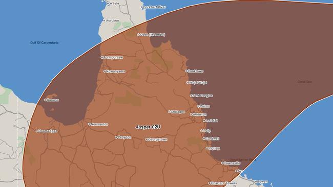 Latest mapping from BOM shows the potential impact zone should Cyclone Jasper make landfall.