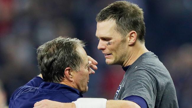 Patriots head coach Bill Belichick and Brady. Picture: Getty