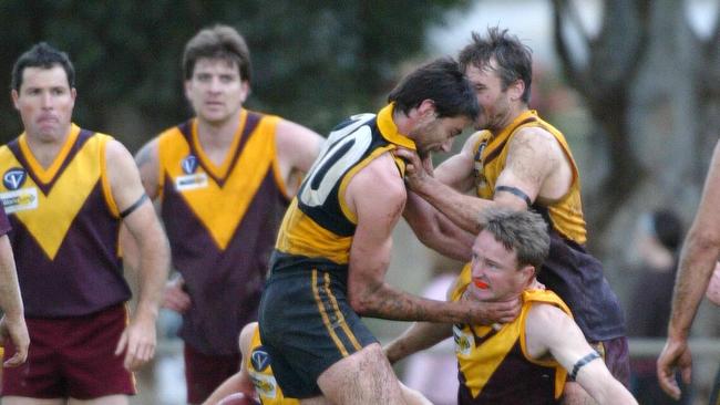 Action from a match between Rushworth and Stanhope in 2005. Picture: Yuri Kouzmin