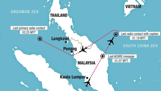 The route map of MH370.