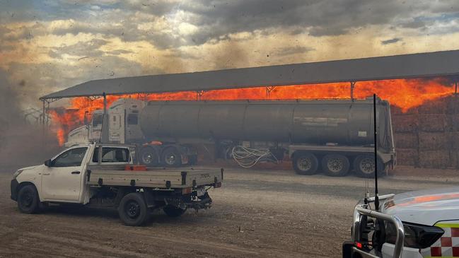 Hot and windy conditions made the Kerang hay fire challenging for crews to contain. Picture: Supplied (Koondrook Fire Brigade)