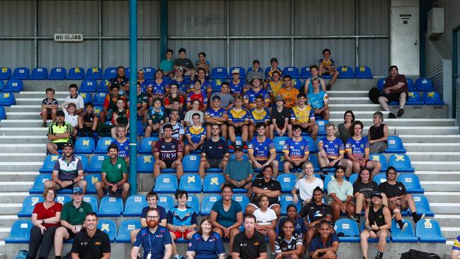 Brad Fittler and Greg Alexander visit St John's College Woodlawn to talk about the importance of road safety for the Knock-On Effect campaign. Picture: Danielle Smith