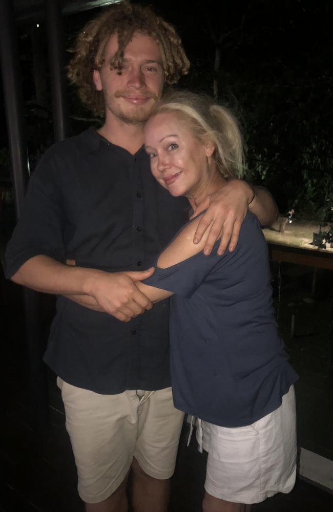 Victorian man Jackson Stacker with his mother Sandey MacFarlane in April 2021.