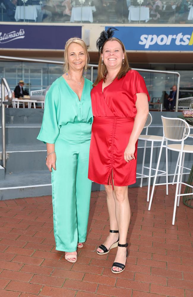 MELBOURNE, AUSTRALIA – OCTOBER 16 2024 Kelly and Hayley at the Caulfield Social race day at Caulfield racecourse on Wednesday 16th October, 2024 Picture: Brendan Beckett