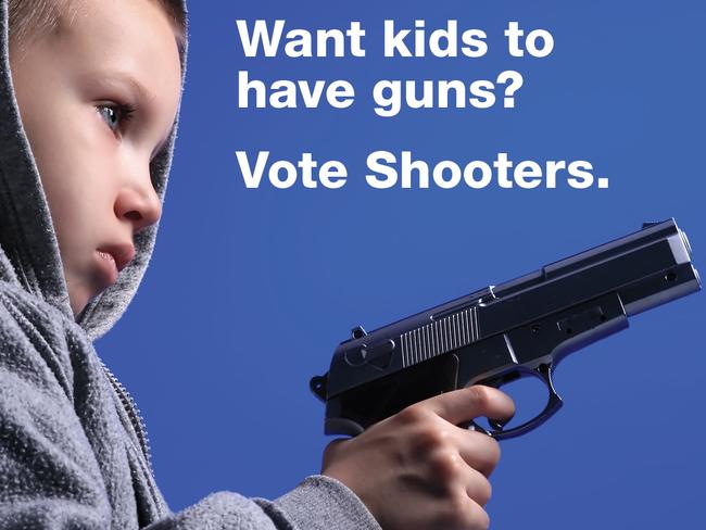 Nationals campaign ad against the Shooters Party.