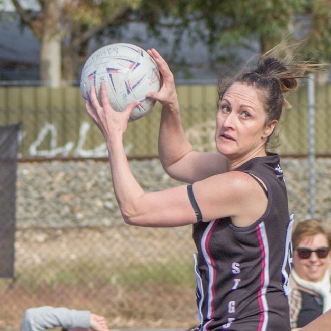 Janine Herrmann in action for St Georges. Picture: St Georges Netball Club