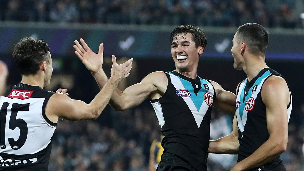 Young gun Connor Rozee is one of nine Port Adelaide footballers to extend their contracts at the club this week. Picture: Getty Images