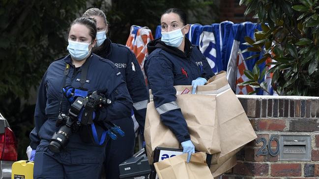 Police investigate the suspicious death of a person in Brighton. Picture: Andrew Henshaw