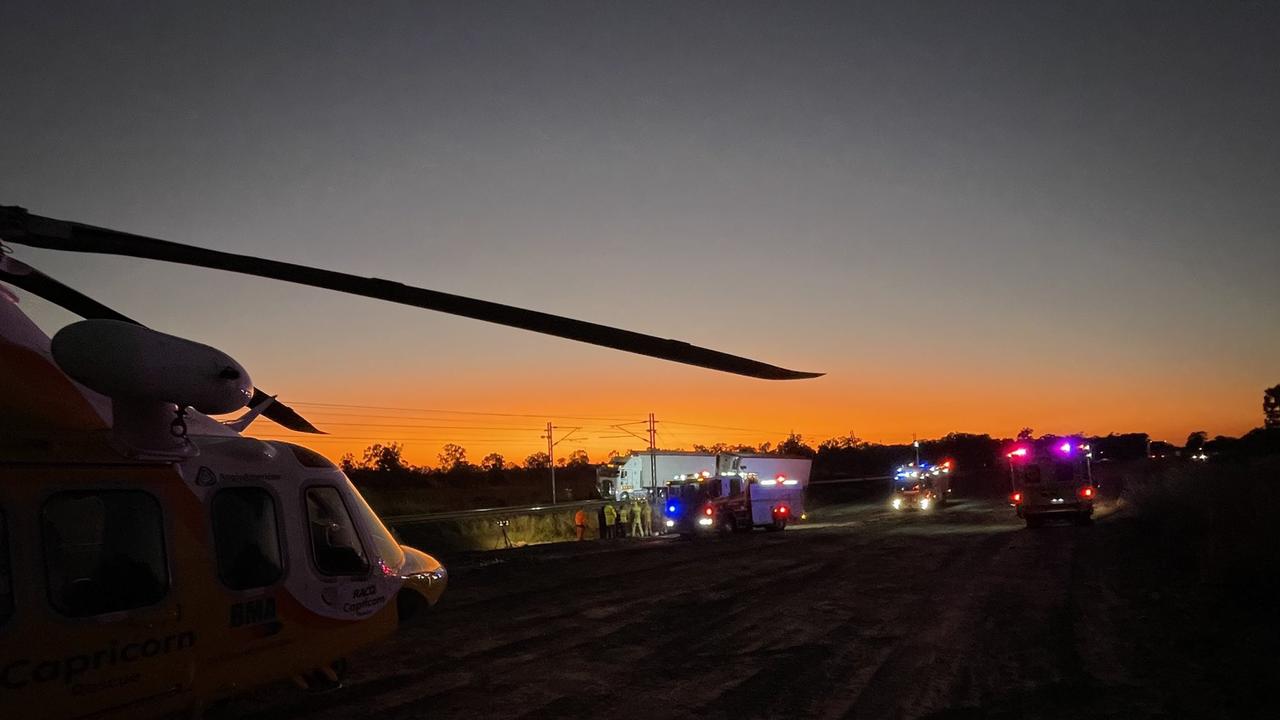 RACQ Capricorn Rescue on scene of a truck incident at Raglan on August 10, 2022.