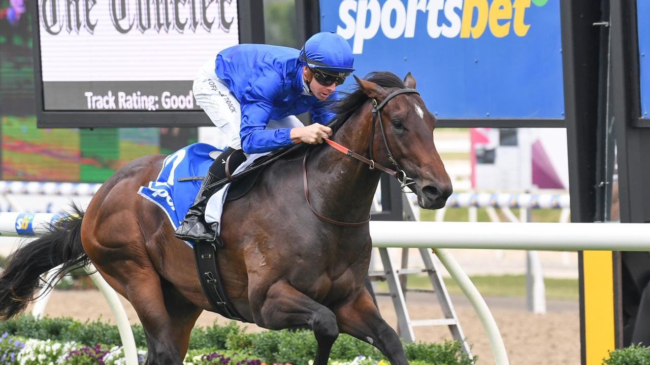 Two-year-old Aleppo Pine was an emphatic winner on debut at Ballarat on Saturday. Picture: Brett Holburt/Racing Photos via Getty Images