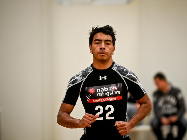 Shannon Rioli during AFL Draft screening at Immanuel College, Novar Gardens. Picture: LUKE HEMER