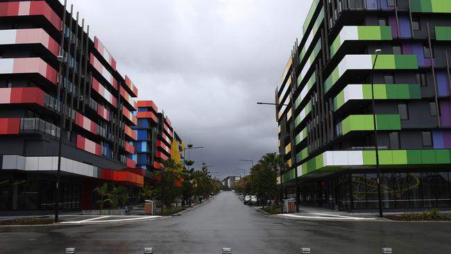 'Village Way', a street running through the heart of the Gold Coast 2018 Commonwealth Games Athletes Village. Photo: Dave Hunt