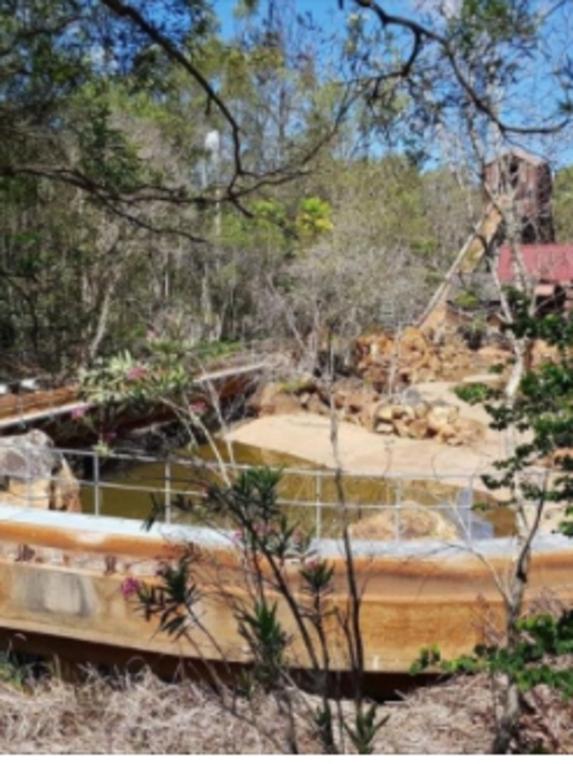 The Rocky Hollow Log Ride at Dreamworld being demolished. Picture: Gold Coast Theme Parks Facebook page