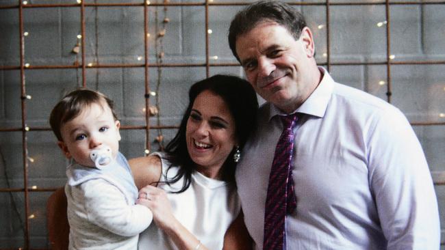 Emma Walters and John Setka with their son on their wedding day. Picture: Andrew Tauber.