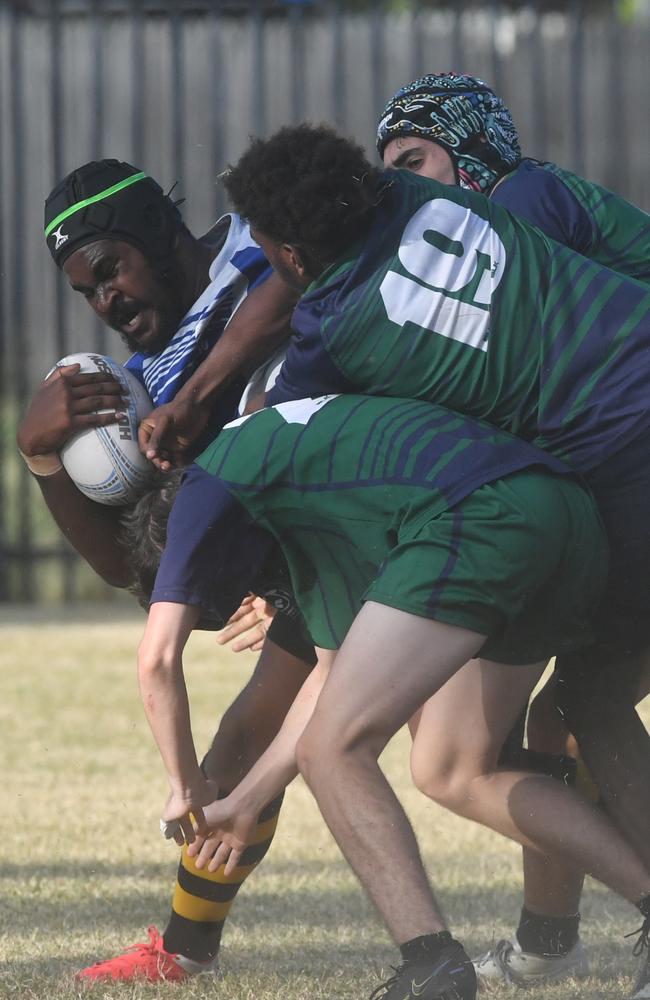 Cowboys Cup Schoolboys Football at Kern Brothers Drive. Townsville High against Pimlico High. Picture: Evan Morgan