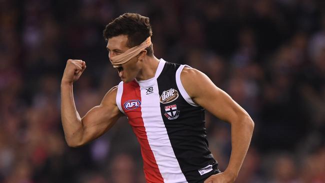 Rowan Marshall had another big outing for St Kilda against Hawthorn. Picture: AAP Image/Julian Smith. 