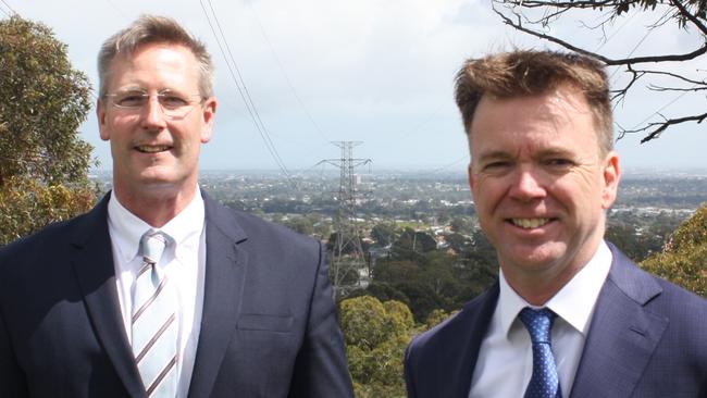 Energy and Mining Minister Dan van Holst Pellekaan with ElectraNet chief executive Steve Masters.