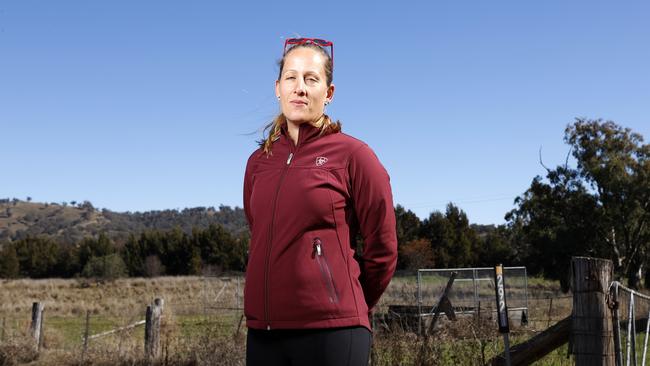 Jacqui Gidley-Baird is facing having high voltage transmission lines built across her cattle property. Picture: Jonathan Ng