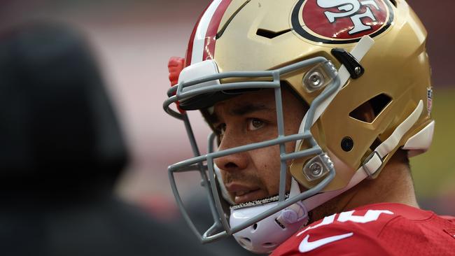 SANTA CLARA, CA - JANUARY 03: Jarryd Hayne #38 of the San Francisco 49ers looks on from the sidelines during their NFL game against the St. Louis Rams at Levi's Stadium on January 3, 2016 in Santa Clara, California. Thearon W. Henderson/Getty Images/AFP == FOR NEWSPAPERS, INTERNET, TELCOS & TELEVISION USE ONLY ==