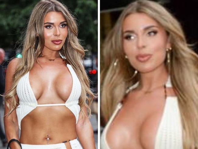 TV star turns heads in wild boob-baring dress