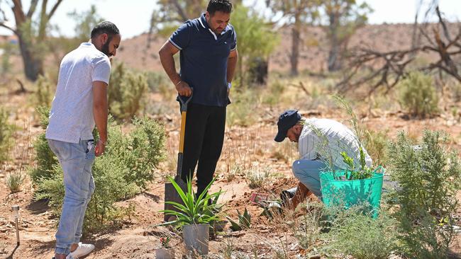 The grieving family of murder victim Jasmeen Kaur visit the site where her body was discovered buried in a shallow grave in the Flinders Ranges in 2021. Picture: Tom Huntley