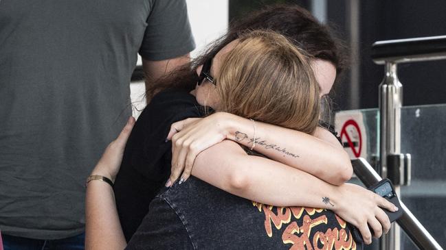 Daylee and Leah Waver outside the Toowoomba courthouse after a jury found Harris guilty of murdering their beloved grandfather and father weeks before Christmas in 2019.