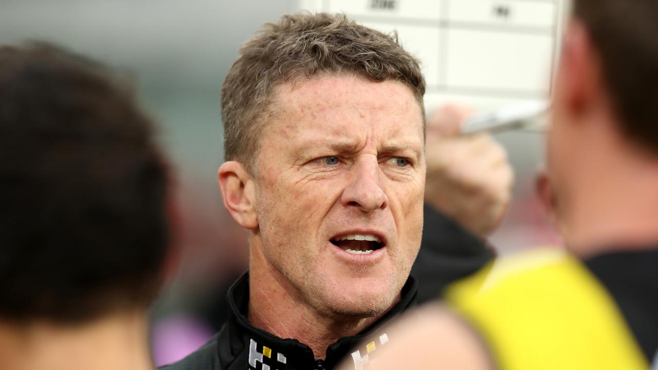 Richmond coach Damien Hardwick says he was out of line in his complaints about Sydney’s defence. (Photo by Graham Denholm/AFL Photos via Getty Images)