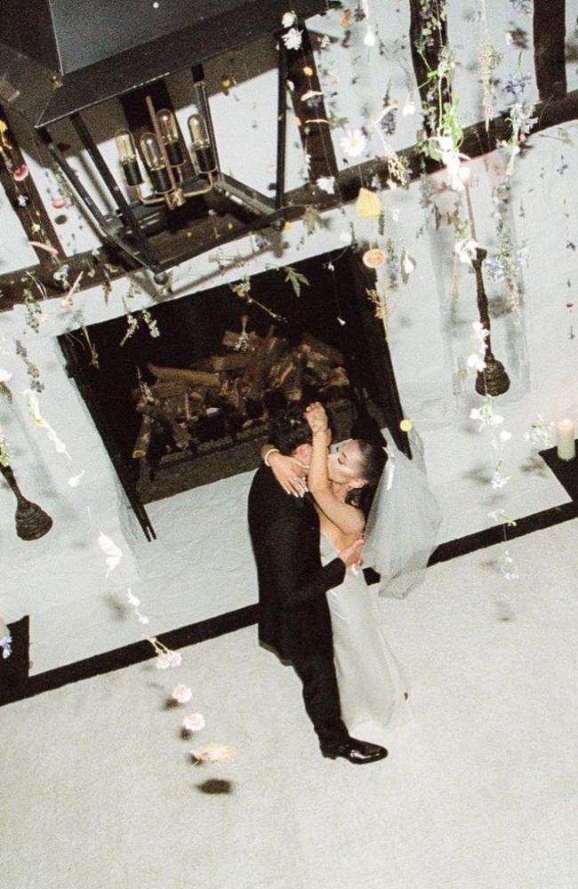 Ariana Grande gives fans a look inside her intimate at home wedding to Dalton Gomez. Picture: Instagram/arianagrande