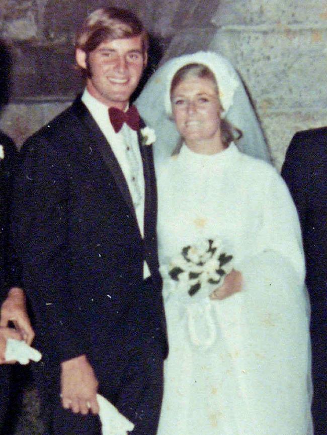 and Dawson with wife Lynette Dawson on their wedding day. Picture: Supplied