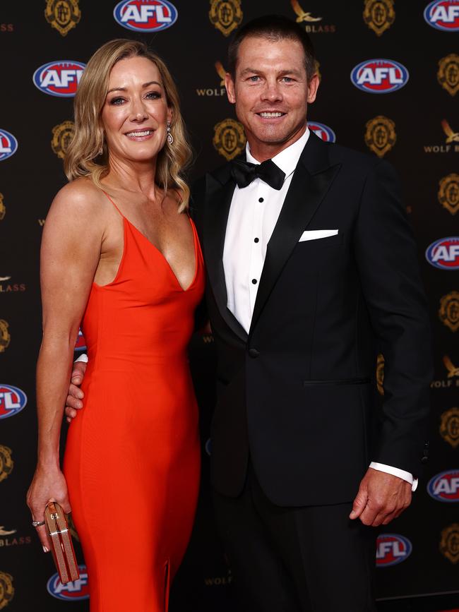 PERTH. 19/09/2021. AFL Brownlow Medal. Red carpet. Ben Cousins and Kelley Fergus arrive for tonights medal count at Optus Stadium in Perth. . Photo by Michael Klein