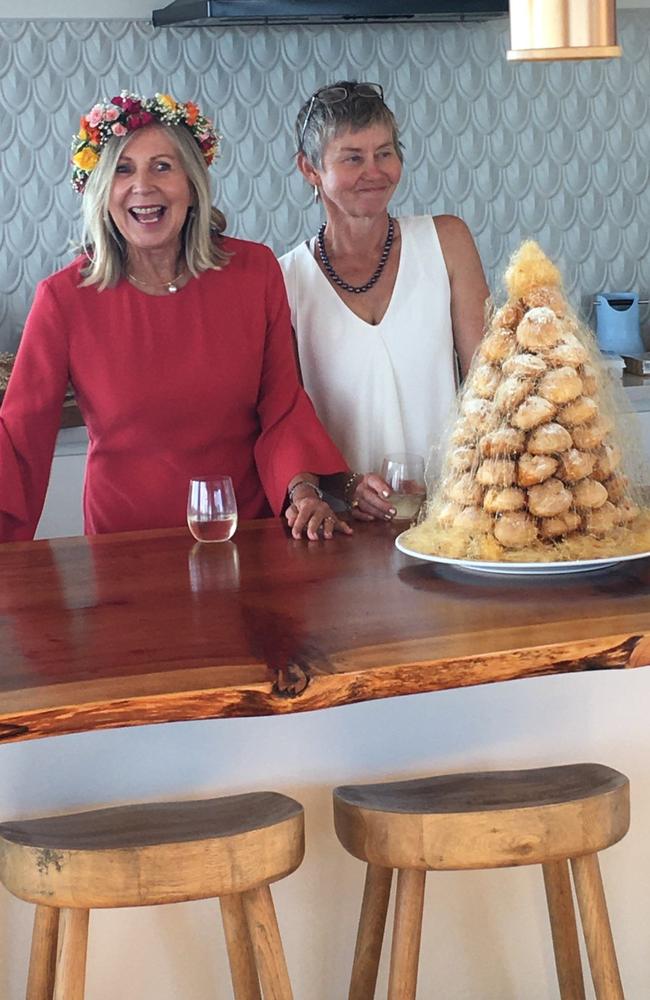 Headland Estate owners Julie Flynn and Kellie Robinson on their wedding day at the property. Picture: Supplied