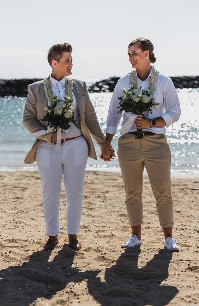 Australian cricketer Jess Jonassen on her wedding day after tying the knot to her longtime partner in a secret