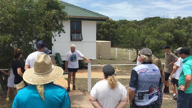 Stuart Buchanan conducts a tour of the Bustard Head light station for passengers of the 1770 LARC.