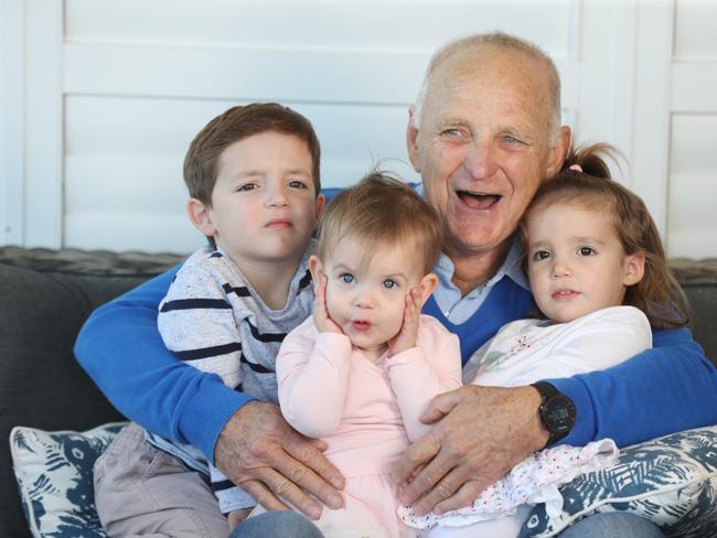 Bob Mitchell with his grandkids. Mr Mitchell chose not to have surgery when he was diagnosed with prostate cancer, and instead, monitors his condition. Picture: Annette Dew