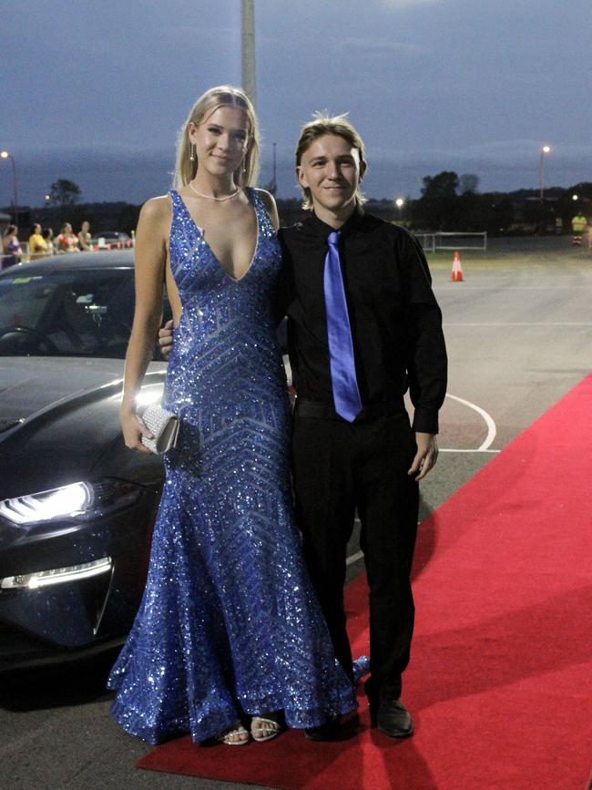 Ebony Baigrie and Kaine Gould at the 2023 Kepnock State High School formal.