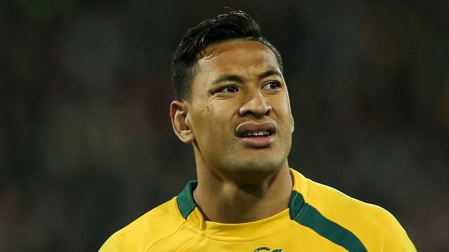 WELLINGTON, NEW ZEALAND - AUGUST 24:  Israel Folau of Australia looks on during The Rugby Championship Bledisloe Cup match between the New Zealand All Blacks and the Australian Wallabies at Westpac Stadium on August 24, 2013 in Wellington, New Zealand.  (Photo by Hagen Hopkins/Getty Images)