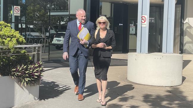 Angela Rose Cannon with her lawyer Campbell MacCallum outside Southport Magistrates Courthouse on Monday.