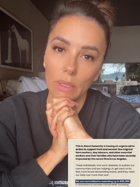 Eva Longoria speaks about the Los Angeles fires to her Instagram followers. Picture: Instagram