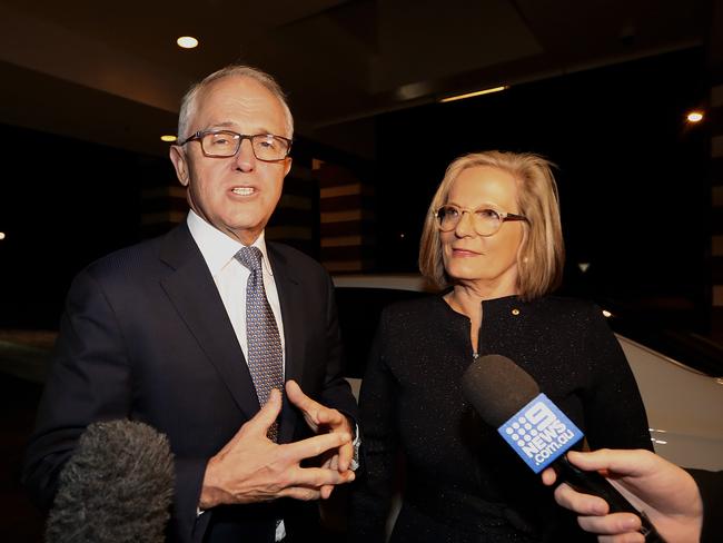 PM Malcolm Turnbull and his wife Lucy attending a Nationals Party Reception at the Hyatt Hotel in Canberra Friday night. Picture Kym Smith