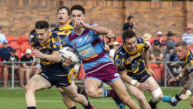 David Armstrong on his way to score a try for Goondiwindi in the 2021 TRL grand final. Picture: Nev Madsen.