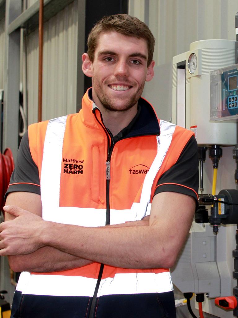 5. Matthew Robertson (2011) - engineer. Working as a process engineer at TasWater, Robertson was named the 2018 Tasmanian Young Water Professional of the Year and is a finalist in the national award this year. A UTAS graduate, he has been with the company for seven years.