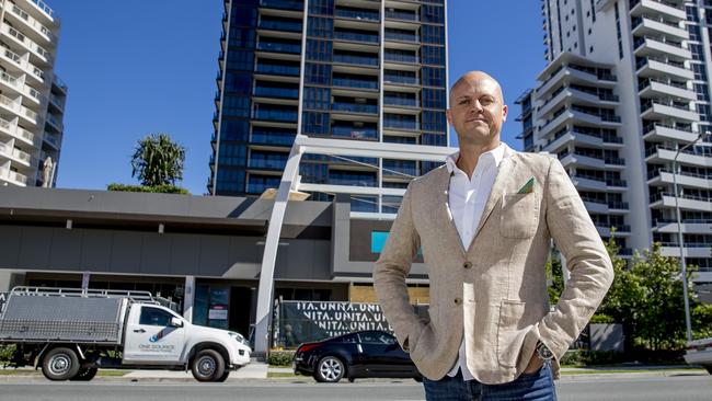 Ben Walsh, owner of Miss Moneypenny’s and two more venues, inside his new venture on the Gold Coast at Avani in Broadbeach. Picture: Jerad Williams