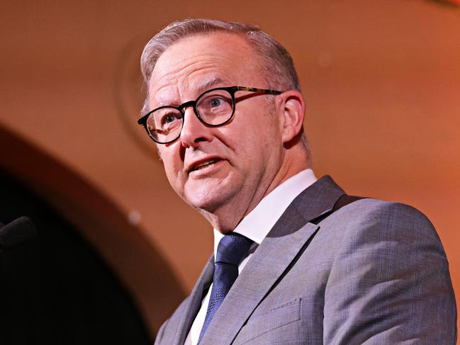 SYDNEY, AUSTRALIA, NewsWire Photos. FEBRUARY 16, 2024. The Prime Minister, Anthony Albanese speaking to the NEXUS at Newcastle City Call. Picture: NCA NewsWire/ Adam Yip