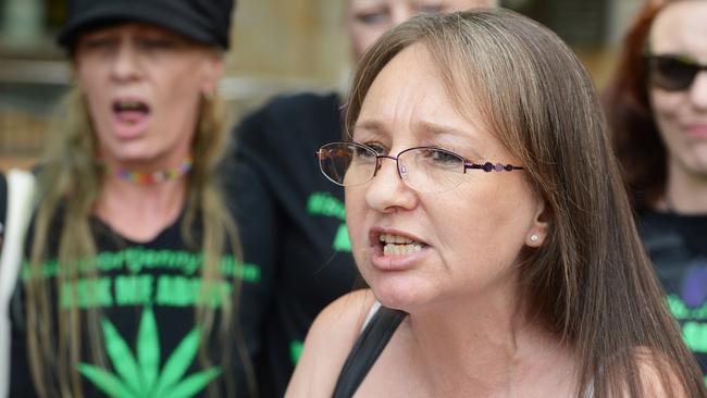 Jenny Hallam addresses the media outside the Adelaide Magistrates Court. Picture: AAP / Brenton Edwards