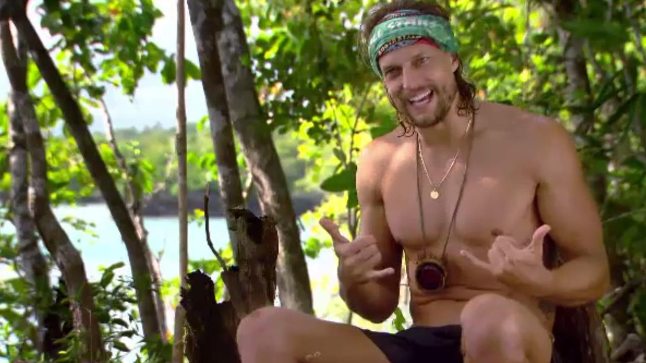 David wearing one of his TWO immunity idols.