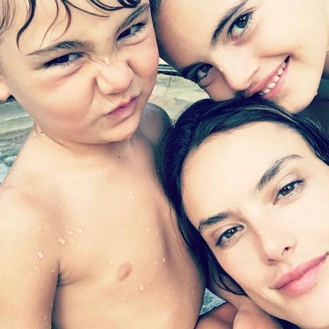 Alessandra Ambrosio with her children, 